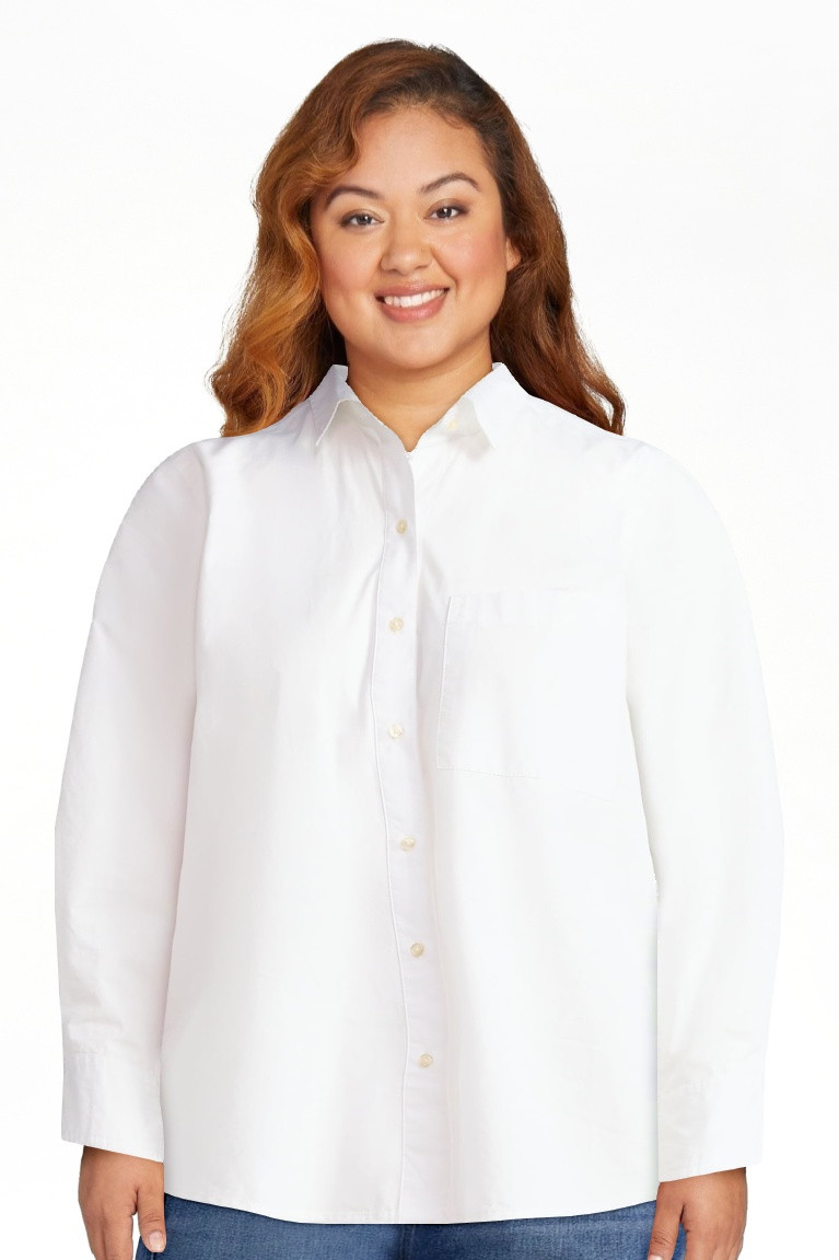 Free Assembly Women's Boxy Cotton Button Front Tunic Shirt with Long Sleeves, Sizes XS-XXL | Walmart (US)