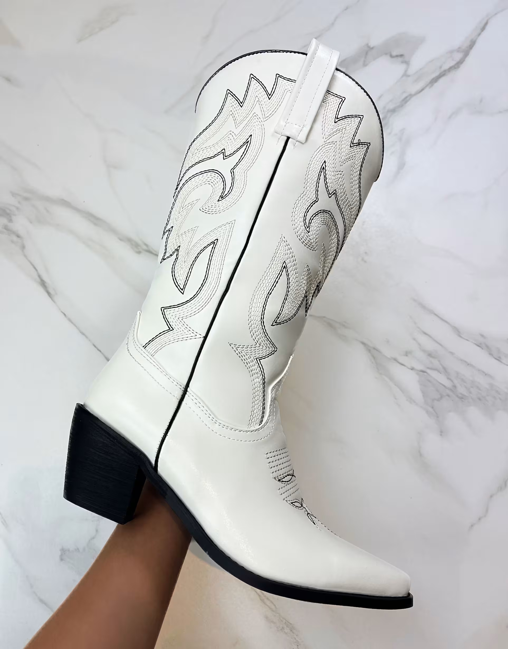 DIA STUDIOS Cowboy Western Boots in cream | ASOS (Global)