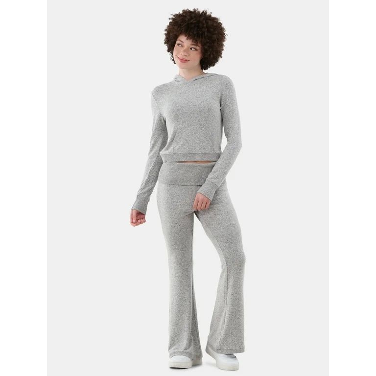 No Boundaries Hacci Knit Hoodie and Pants Set, 2-Piece, Women’s | Walmart (US)