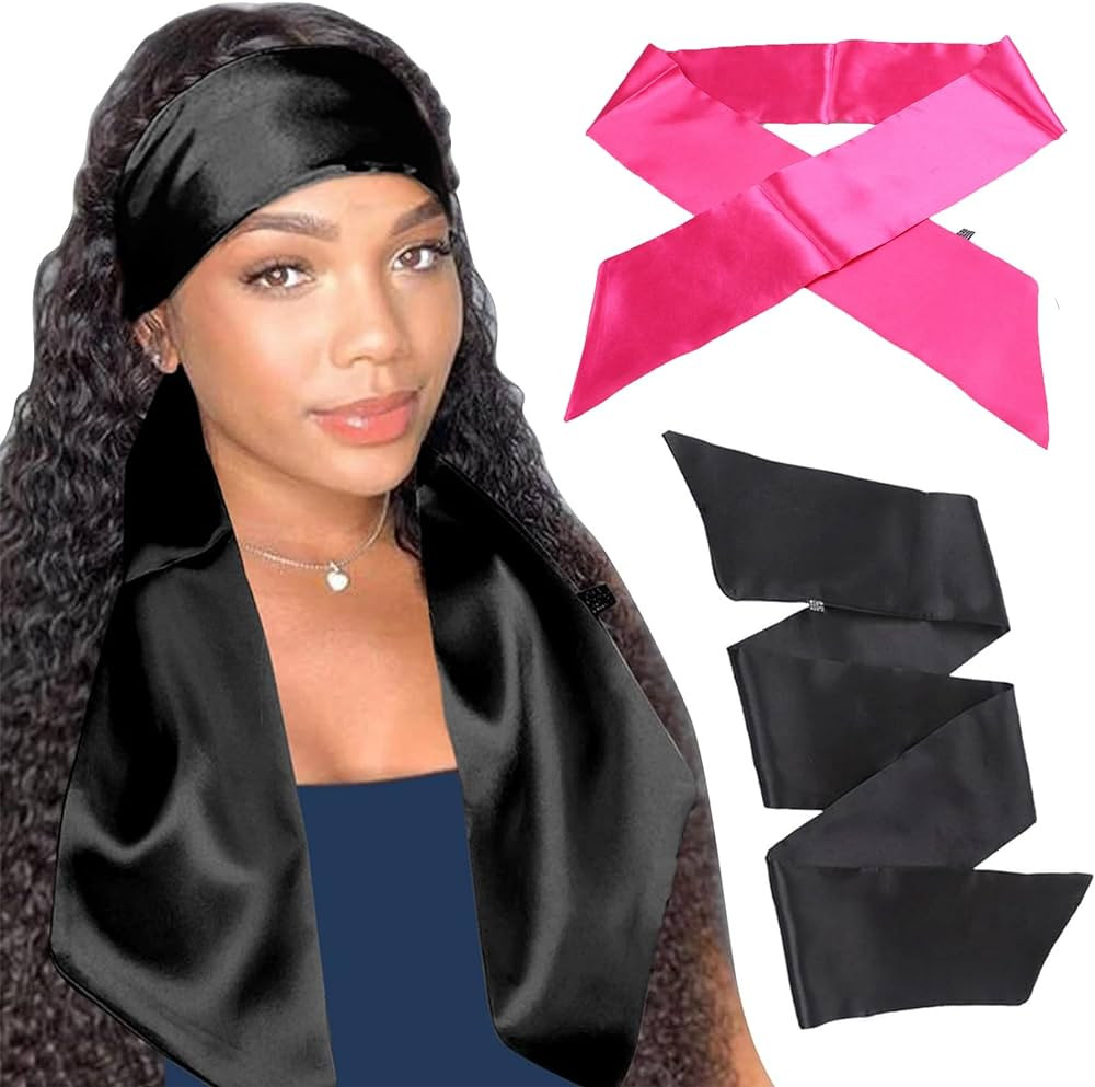 Xtrend 2Pcs Satin Edge Scarves for Wig 58 Inch Women's Laying Scarf for Lace Wig Non Slip Hair Wr... | Amazon (US)