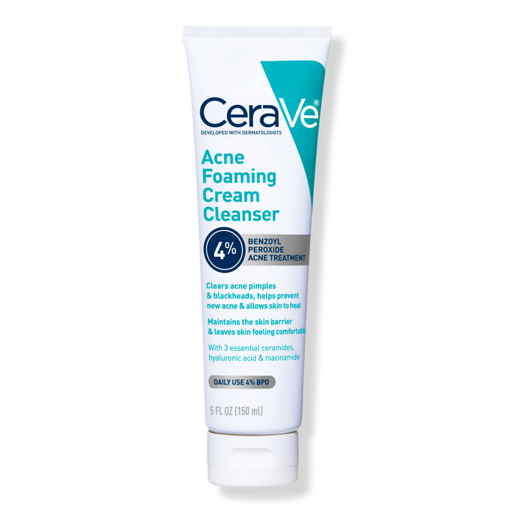 CeraVe Acne Foaming Cream Cleanser with 4% BPO for Acne Prone Skin | Ulta