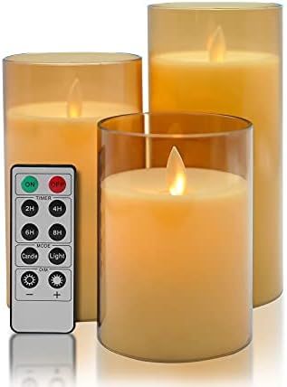 Amazon.com: Aignis Flameless Candles Flickering with Remote, Battery Operated Candles Pack of 3 w... | Amazon (US)