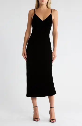 L'AGENCE Seridie Mid Length Slip Dress in Black at Nordstrom Rack, Size 4 | Nordstrom Rack