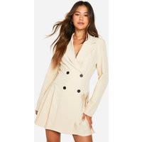 Womens Pleated Mini Blazer Dress - Beige - 10 | boohoo (US & Canada)