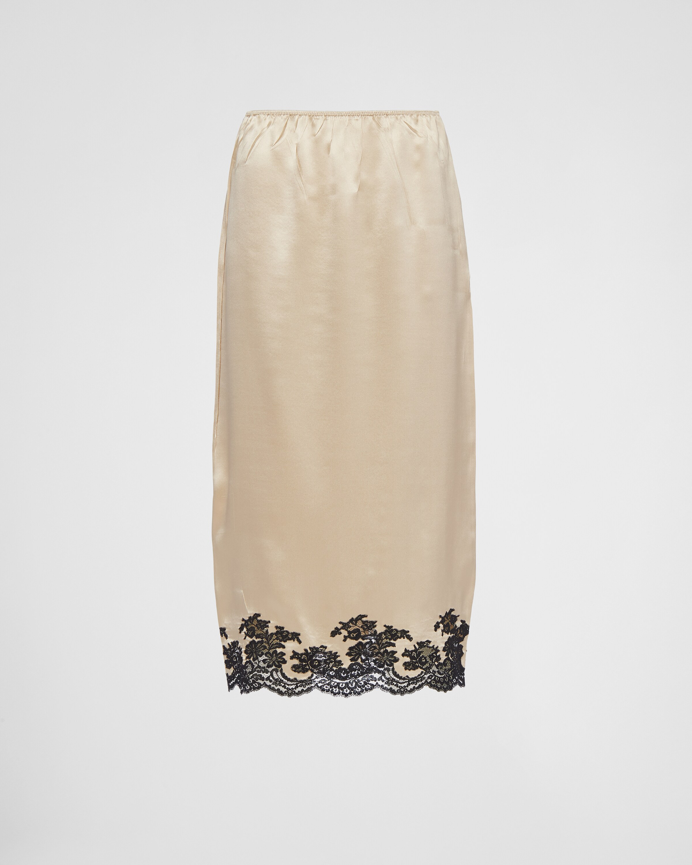 Satin crepe and lace midi-skirt | Prada US