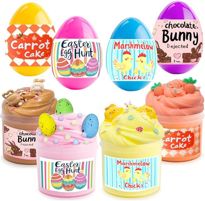 4 Pcs PreFilled Easter Eggs with Slime and Charms Toys Inside for Kids Girls Boys Easter Eggs Hun... | Amazon (US)