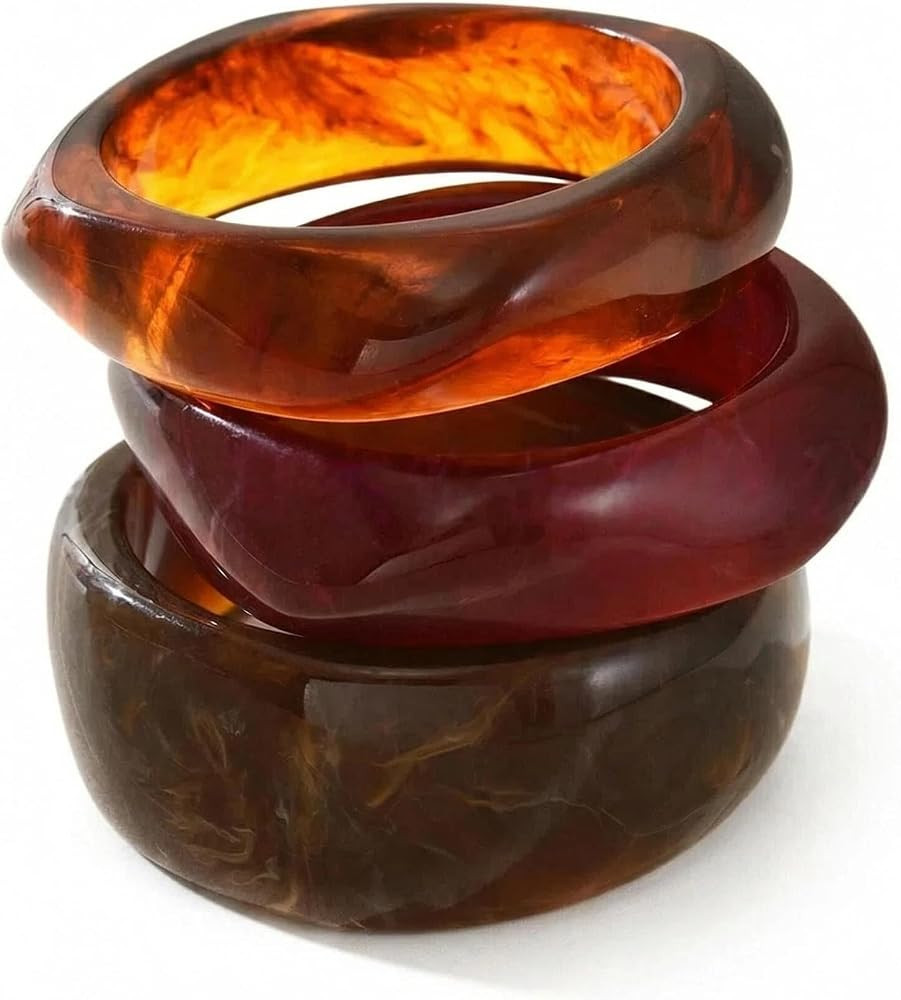 Chunky Bracelet Set for Women | 3-Pack Acrylic Resin Bangles | Amazon (US)