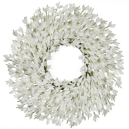 26 Inch Spring Wreaths for Front Door Large Easter Valentines Forsythia Floral Summer Spring Door Wreaths Outdoor All Season Spring Decor for Home Porch Room Window Wall Farmhouse Decor(White) | Walmart (US)