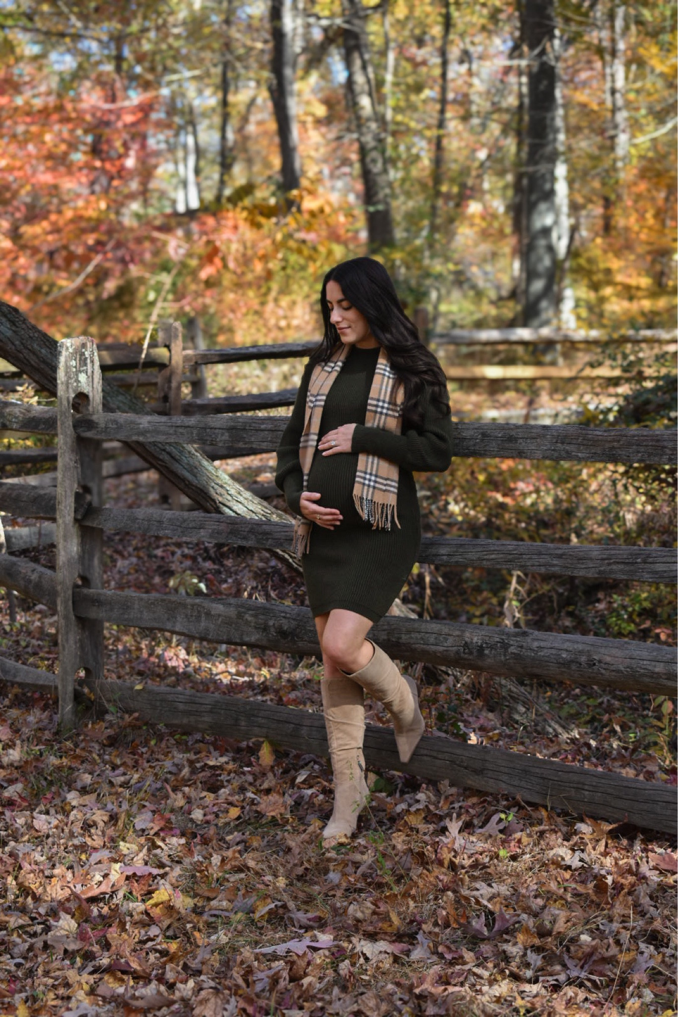 Fall photos outfit idea! While this dress is non-maternity it is bump friendly! Wearing my pre pregnancy XS. #pregnancystyle 

#LTKStyleTip #LTKSeasonal #LTKBump