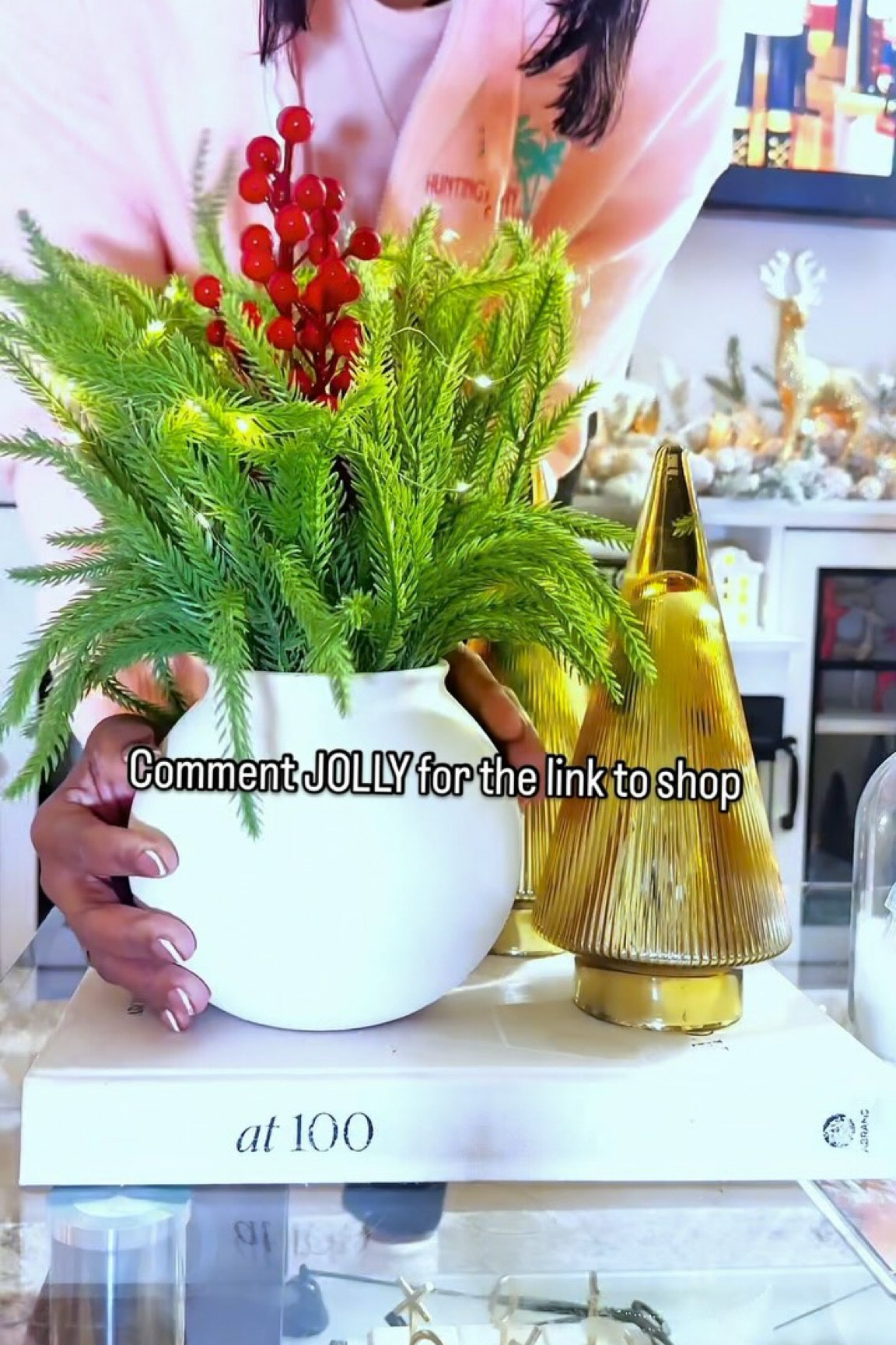 Here’s a easy Christmas Floral Arrangement for your coffee table to elevate your styling for the holiday! 

It’s super easy to do, I list all you need below:

Small or medium Round vase

4 pieces 18.5 inches Christmas Norfolk Pine Branches

2 Christmas Red Berry Stems or 10 Picks 

1-2 fairy light strings 

Style the vase to your liking and enjoy! 

Comment JOLLY for the link to shop. Or find it via the link in my bio! 

#christmascountdown #ohwhatfun #itsbeginningtolookalotlikechristmas #alliwantforchristmasisyou #floralarrangement #christmasflorals #christmascenterpiece
#christmasdiy #christmasdecor