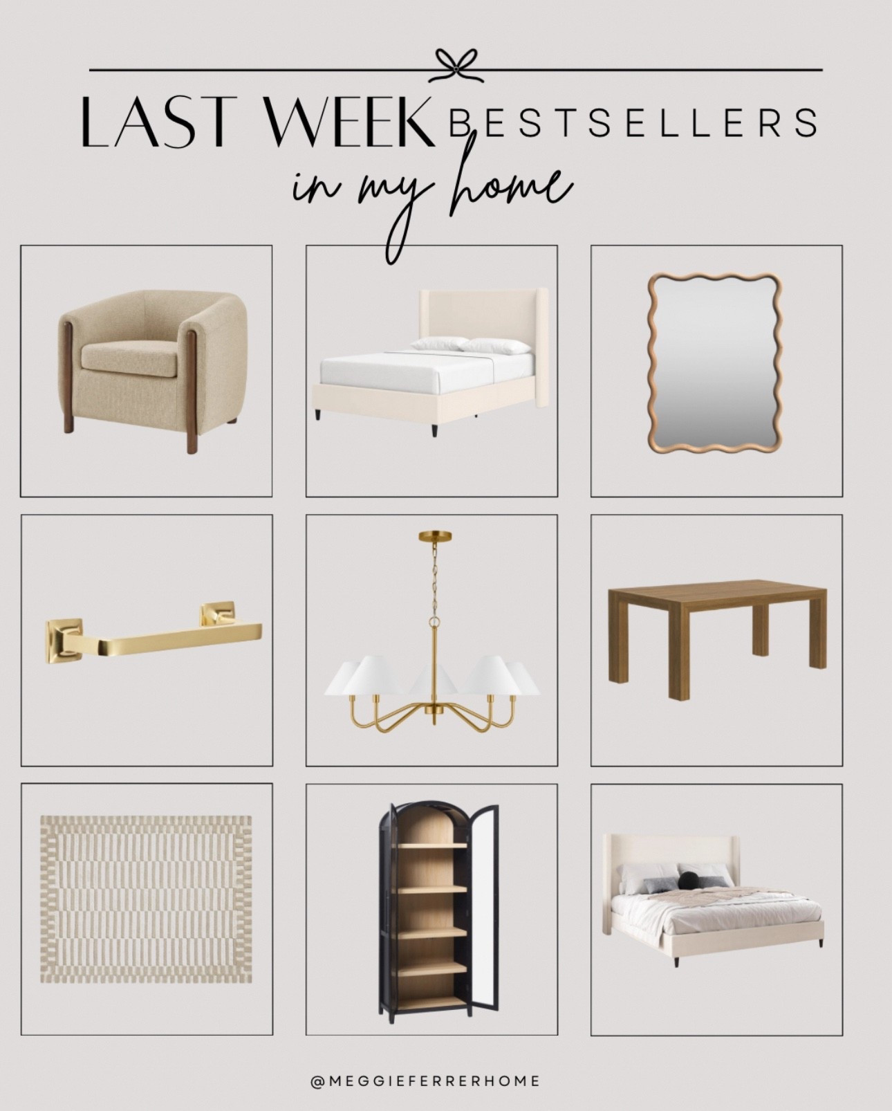 You guys were loving these last week!! 🤍 From cozy accent chairs and neutral beds to statement lighting and timeless mirrors, these are the pieces that topped the charts in my home. 

Linking them all so you can shop the look and bring a little of that modern organic style into your own space too! 👌

#LTKBestsellers #ModernOrganicHome #NeutralHomeDecor #DesignerLookForLess #CozyHomeVibes #LTKHome