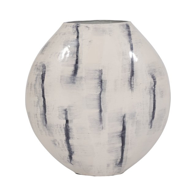 Sagebrook Home Metal, Enameled Round Vase, Distressed White - Walmart.com | Walmart (US)