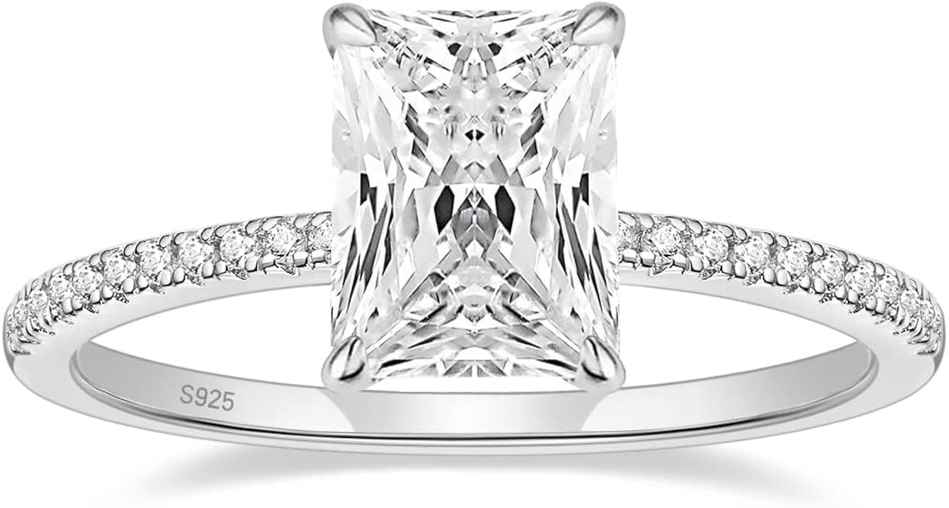 EAMTI 1/2/3/4CT 925 Sterling Silver Engagement Rings Radiant Cut Solitaire Cubic Zirconia CZ Wedd... | Amazon (US)
