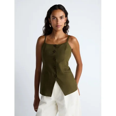 Scoop Women’s and Women's Plus Linen Blend Vest, Sizes XS-4X | Walmart (US)