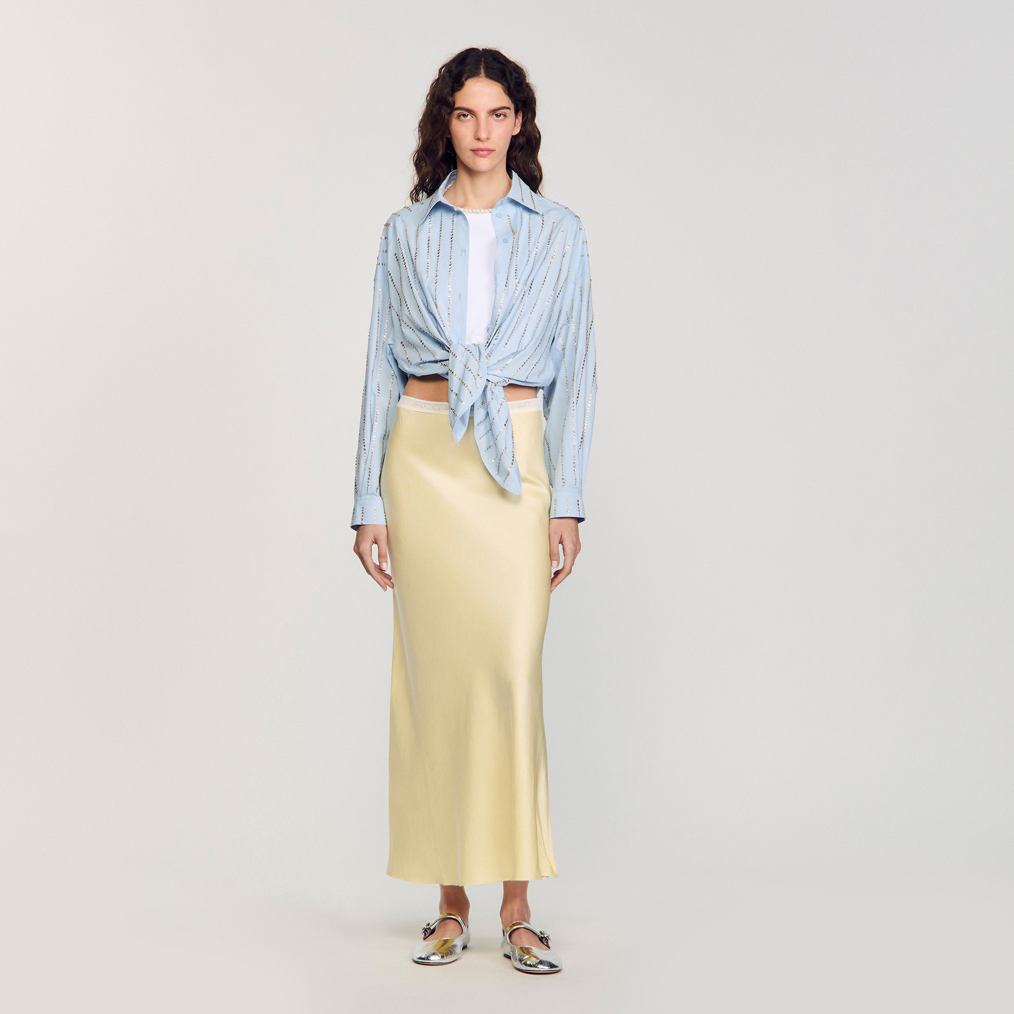 Maxi satin-effect skirt | Sandro US | Sandro-Paris US