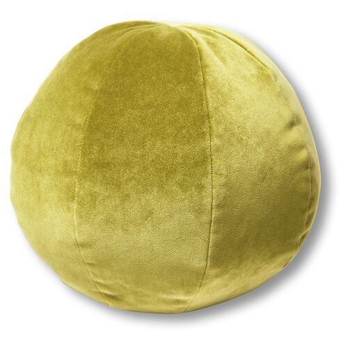 Emma 11x11 Ball Pillow, Chartreuse Velvet | One Kings Lane