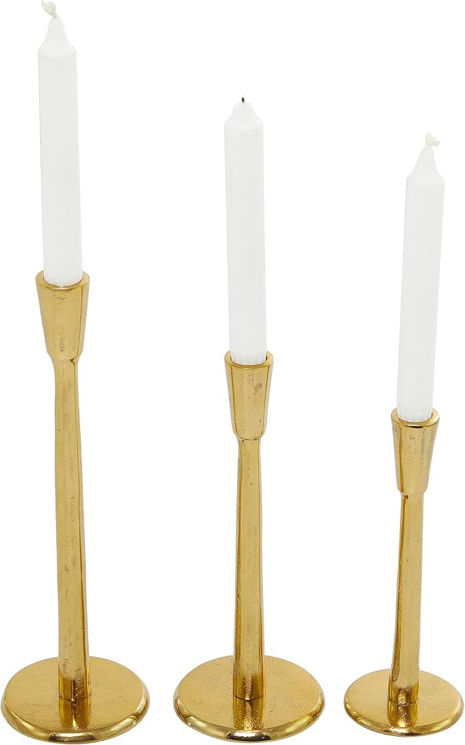 The Novogratz Aluminum Metal Tapered Candle Holder, Set of 3 12", 10", 8" H, Gold | Amazon (US)