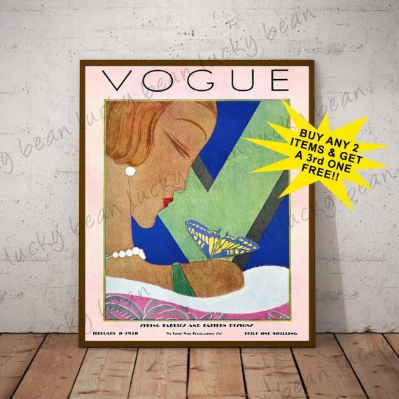 Vintage Vogue magazine cover.1928 fashion poster. Digital download.American Vogue cover. Woman an... | Etsy (US)