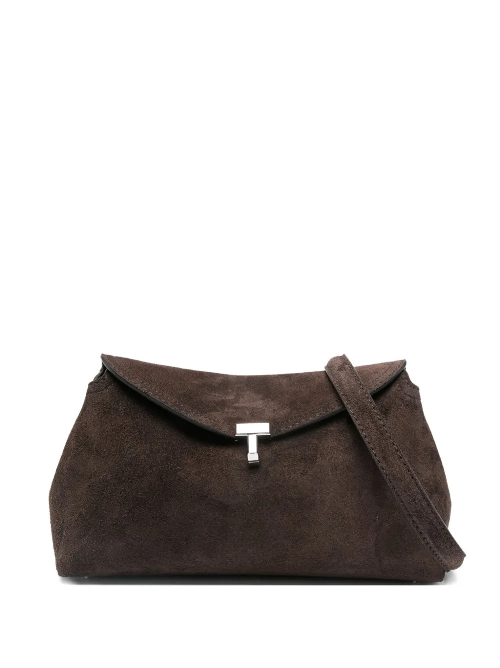 TOTEME T-lock Suede Clutch | Brown | FARFETCH | Farfetch Global