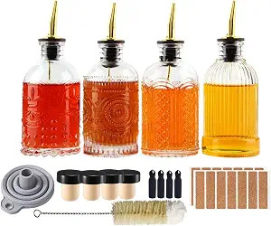 Shining Craft Syrup Dispenser Bottles Set, 4 Pack 7 OZ Bottles With Metal Pour Spout and Labels f... | Amazon (US)