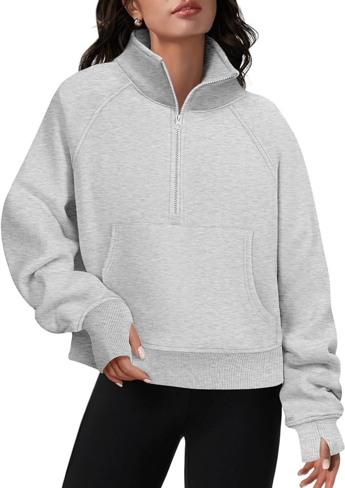 ATHMILE Womens Sweatshirts Half Zip Cropped Pullover Fleece Quarter Zipper Hoodies Fall outfits C... | Amazon (US)