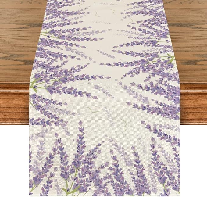 Artoid Mode Lavender Spring Table Runner, Easter Summer Seasonal Anniversary Holiday Kitchen Dini... | Amazon (US)