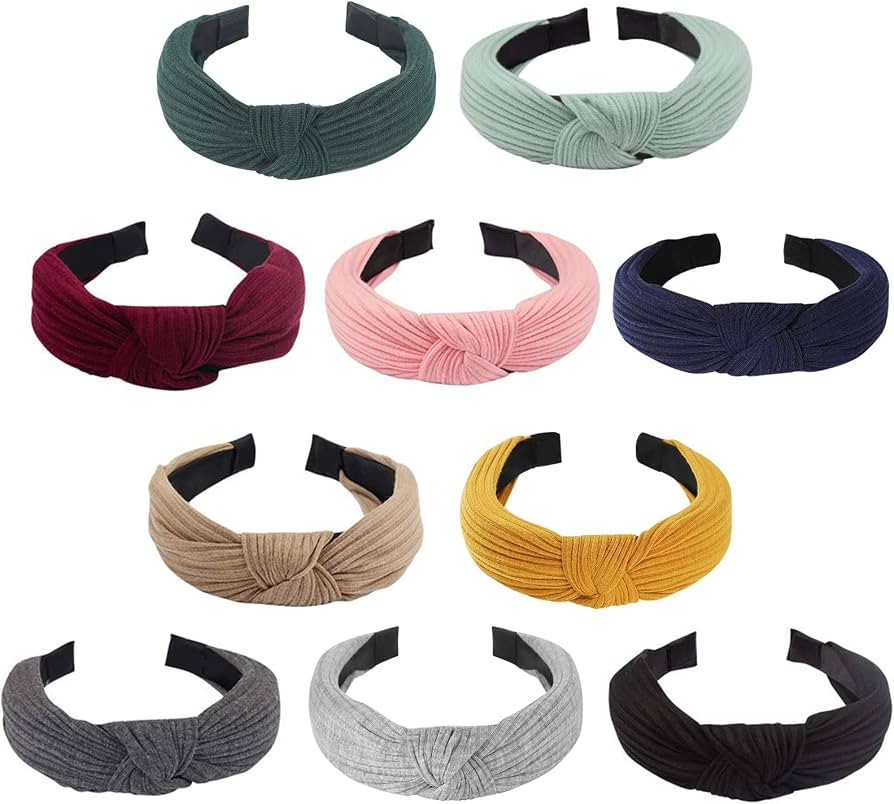 Jaciya 10 Pieces Knotted Headbands for Women Wide Turban Head Bands for Girls Hair Accessories | Amazon (US)