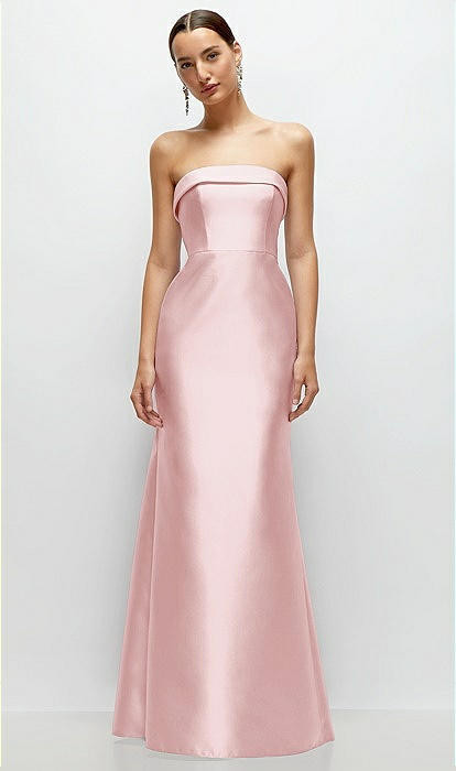 Strapless Cuff Neckline Satin Trumpet Gown in Ballet Pink | The Dessy Group