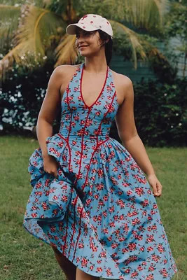 By Anthropologie Halter V-Neck Fit & Flare Midi Dress | Anthropologie (US)