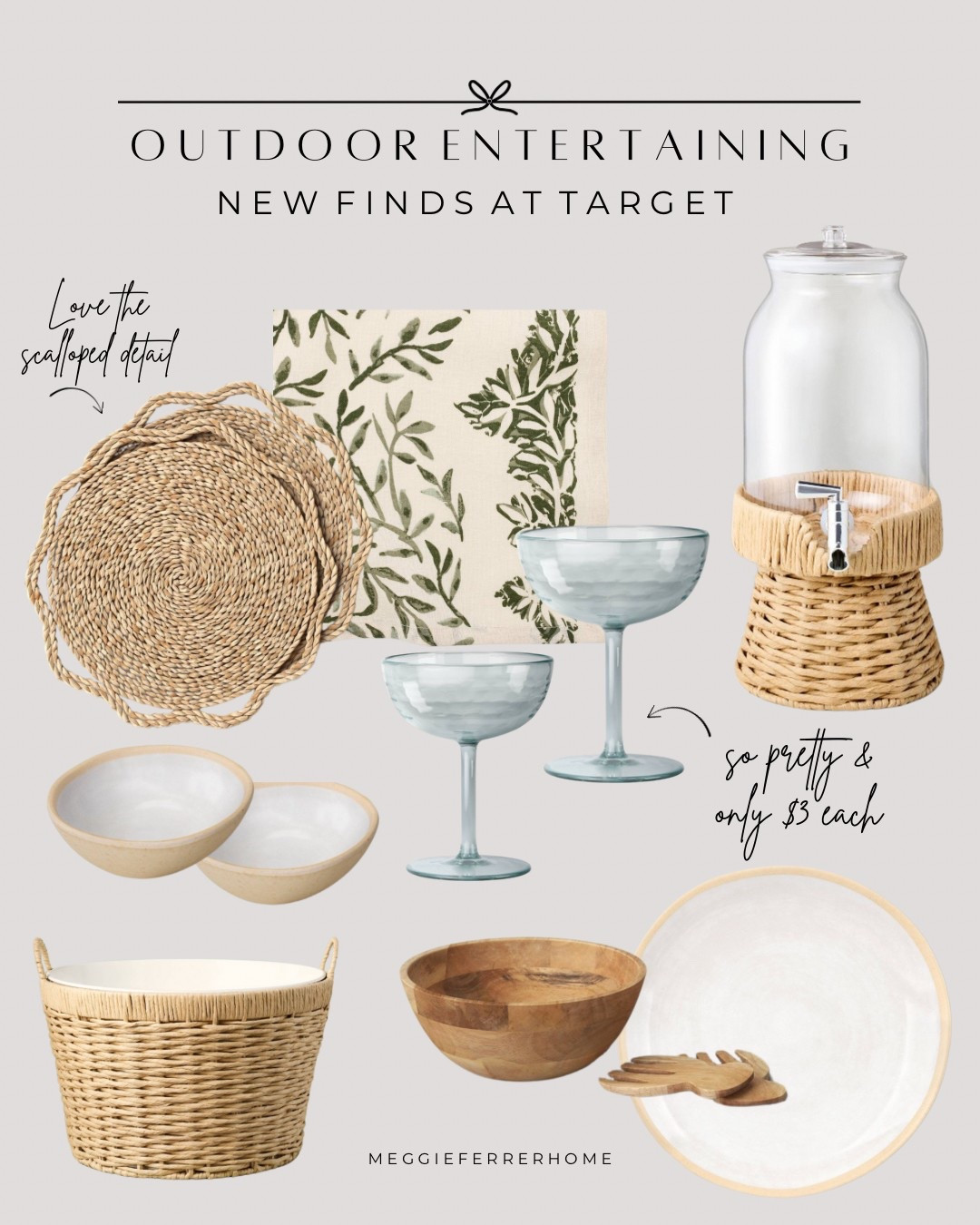 Outdoor entertaining finds I grabbed from Target! Obsessed with these woven placemats and glassware, it’s so affordable and perfect for summer nights on the patio. 🌿

#LTKFindsUnder50 #LTKSummerEdit #LTKHome