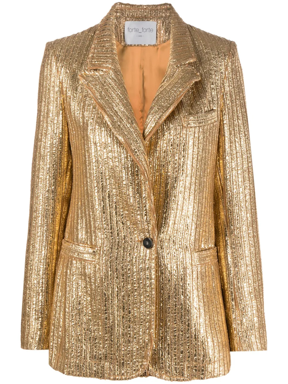 metallic single-breasted ribbed blazer | Farfetch Global