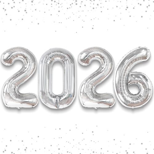 Katchon, Giant Silver 2026 Balloons - 42 Inch | New Year Balloons | 2026 Balloon Numbers | Silver Balloon for New Years Decorations 2026 | NYE Decorations | New Years Eve Party Supplies 2026 | Amazon (US)