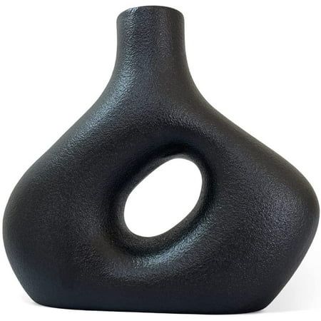 Circle Vase – Matte Black Geometric Donut Vase. Nordic Vase for Stylish Minimalist Home. 8” Black Ce | Walmart (US)