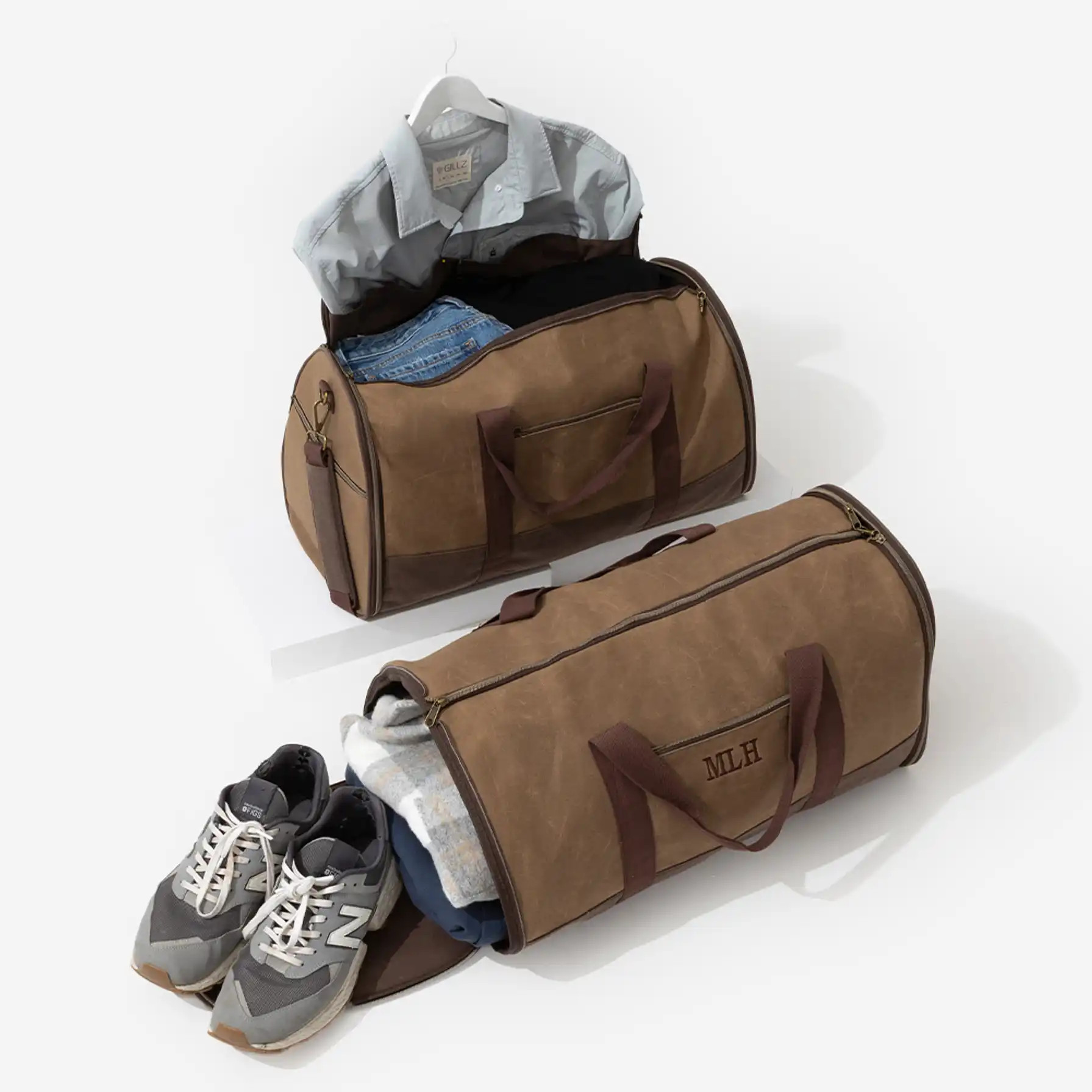 Personalized Waxed Canvas Convertible Weekend Bag | Marleylilly