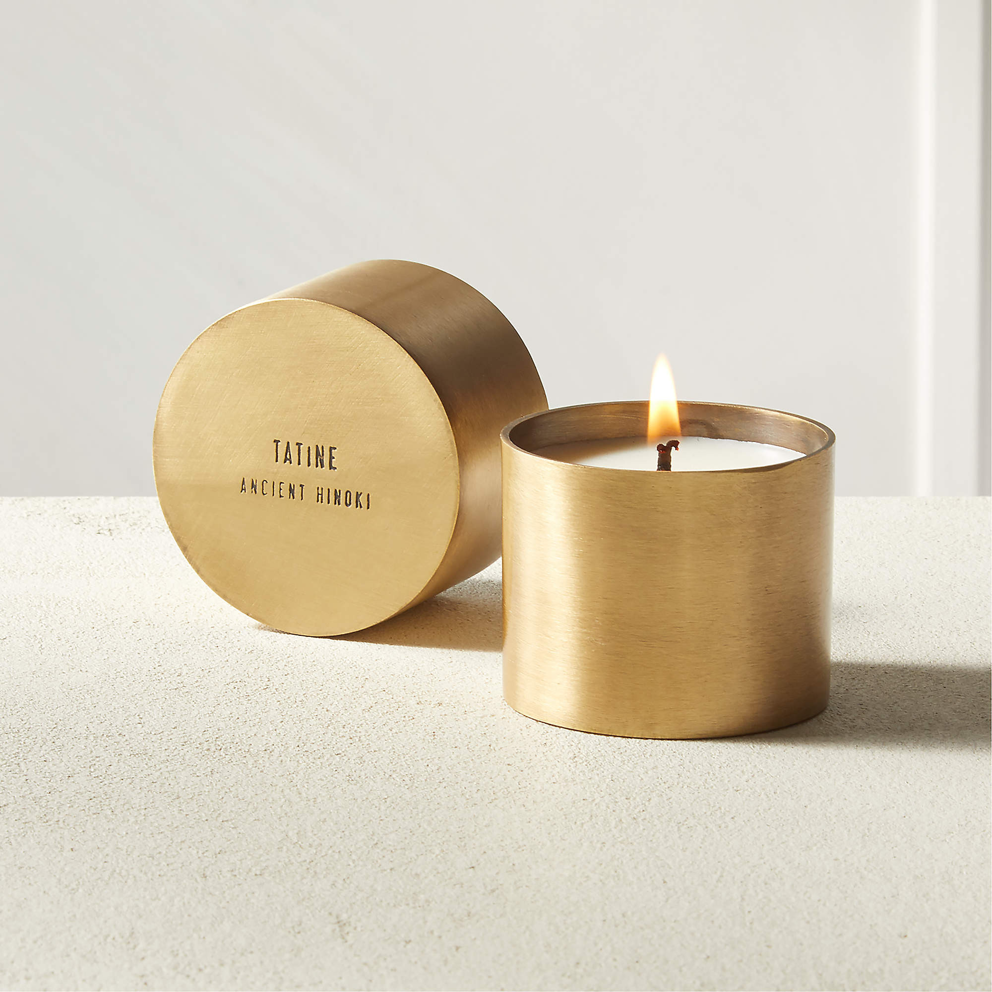 Tatine Ancient Hinoki Brass Candle + Reviews | CB2 | CB2