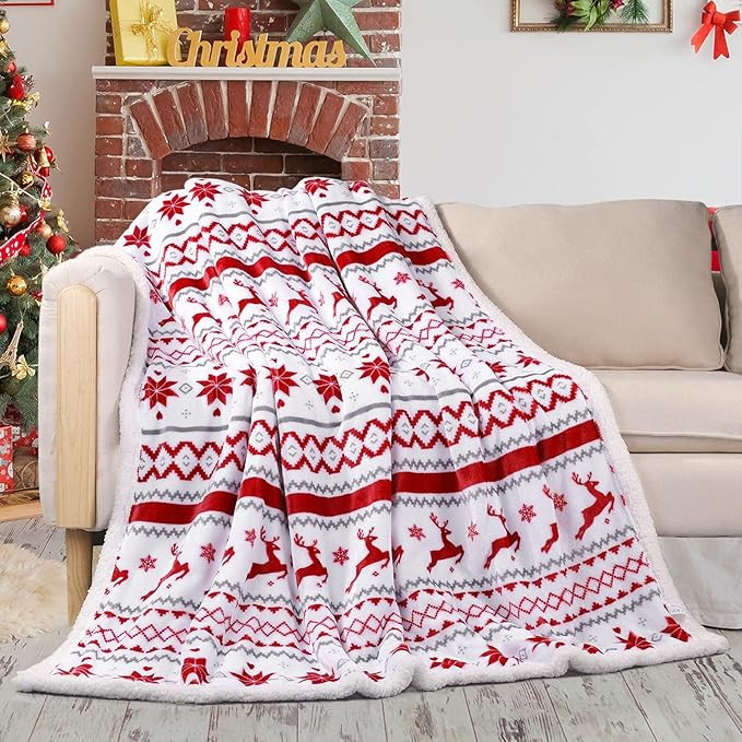 Christmas Sherpa Fleece Throw Blanket, Fuzzy Plaid Cozy Fluffy Throws Blankets for Couch Soft Twi... | Amazon (US)