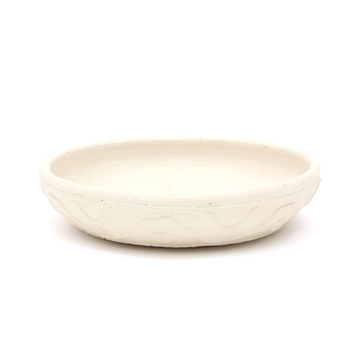 Artistic Serenity: Terracotta Embossed White Fruit Bowl | Wayfair North America
