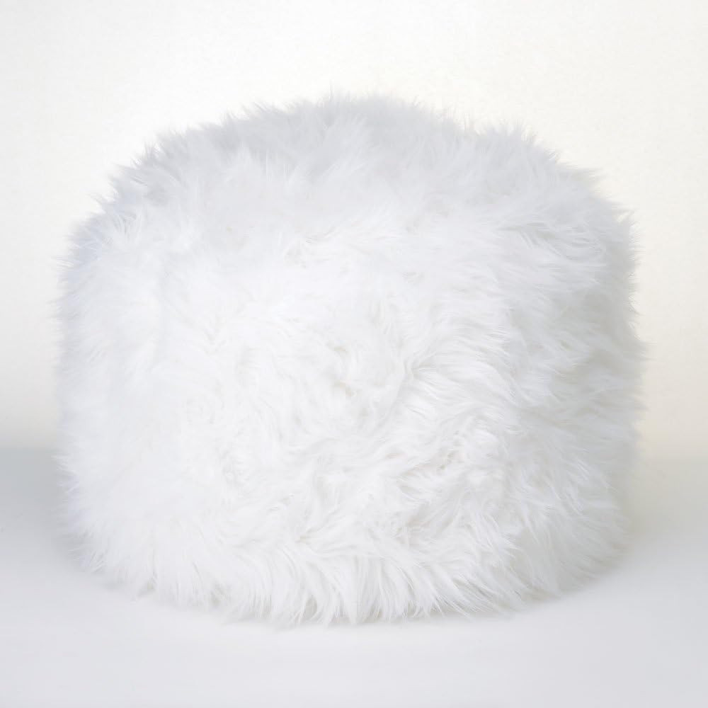 Koehler 15183 Fuzzy White Ottoman Pouf Home Decor, 19 inches in Diameter x 11.75 inches Tall | Amazon (US)