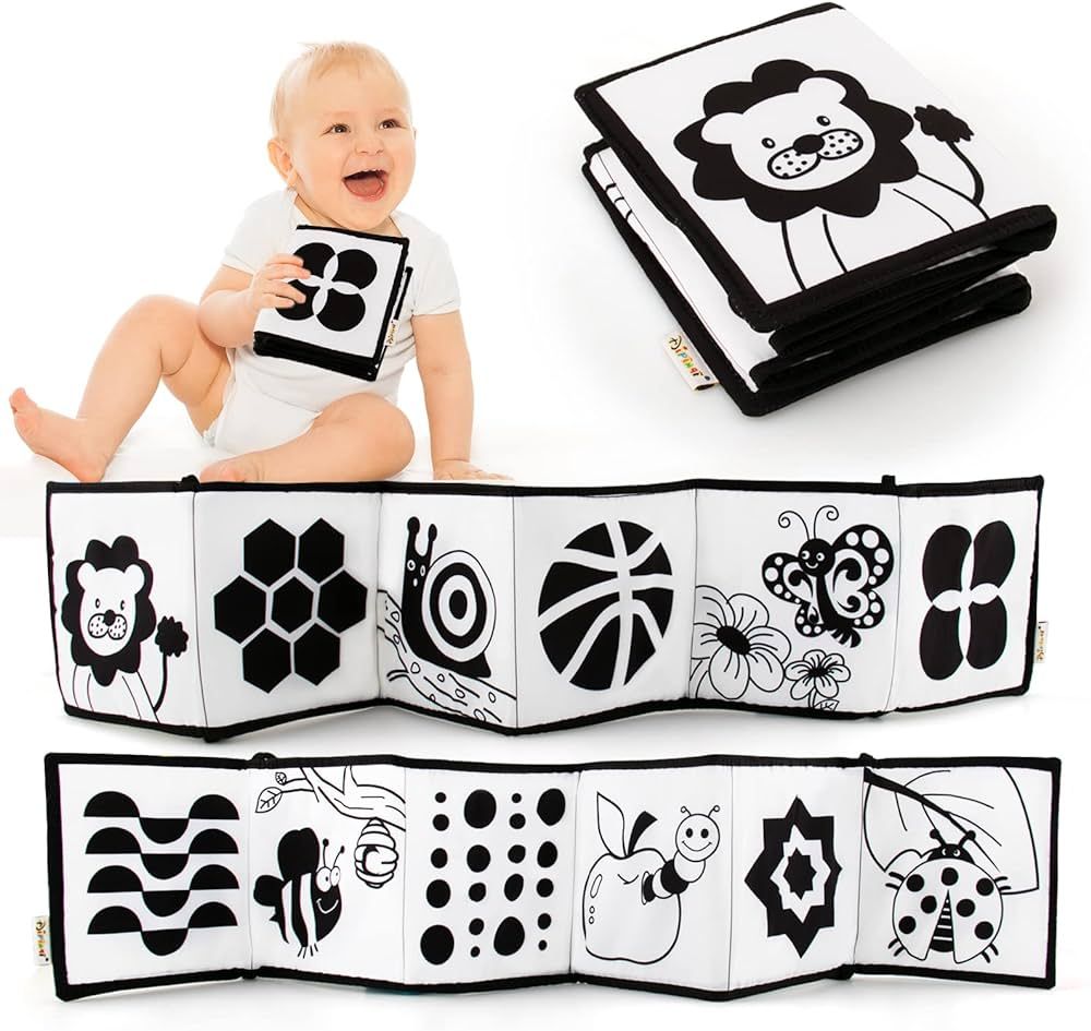 KaPing My First Black and White High Contrast Soft Book for Baby, Infant Tummy Time Cloth Book To... | Amazon (US)