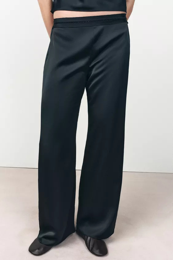 SATIN ENTREDEUX PANTS | Zara US