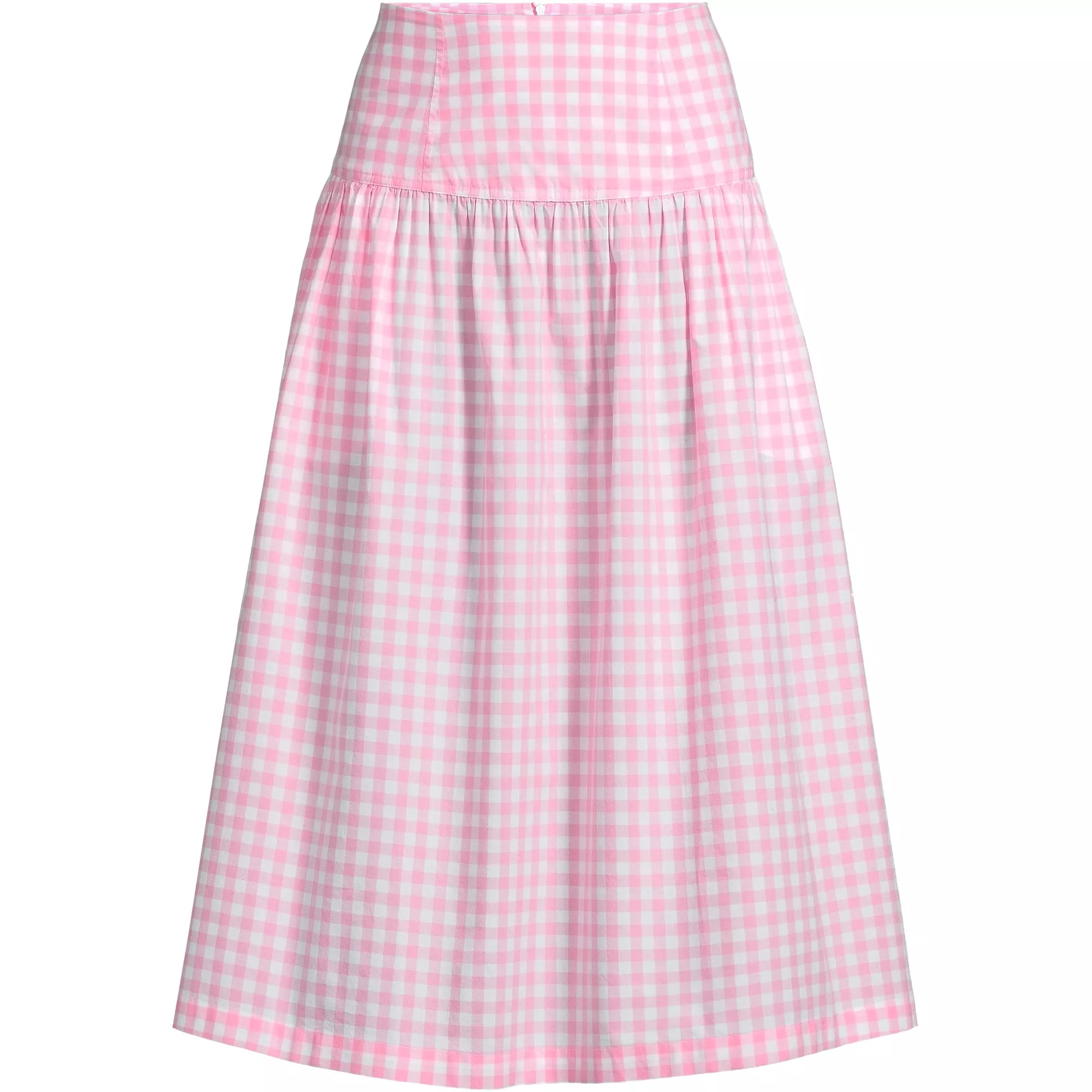 Women's Poplin Drop Waist Midi Skirt - Set Bottom | Lands' End (US)