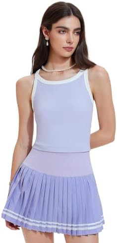Tennis Skirt Set for Women 2 Piece Racerback Tank Top Golf Dress Activewear for Outfit Pickleball... | Amazon (US)