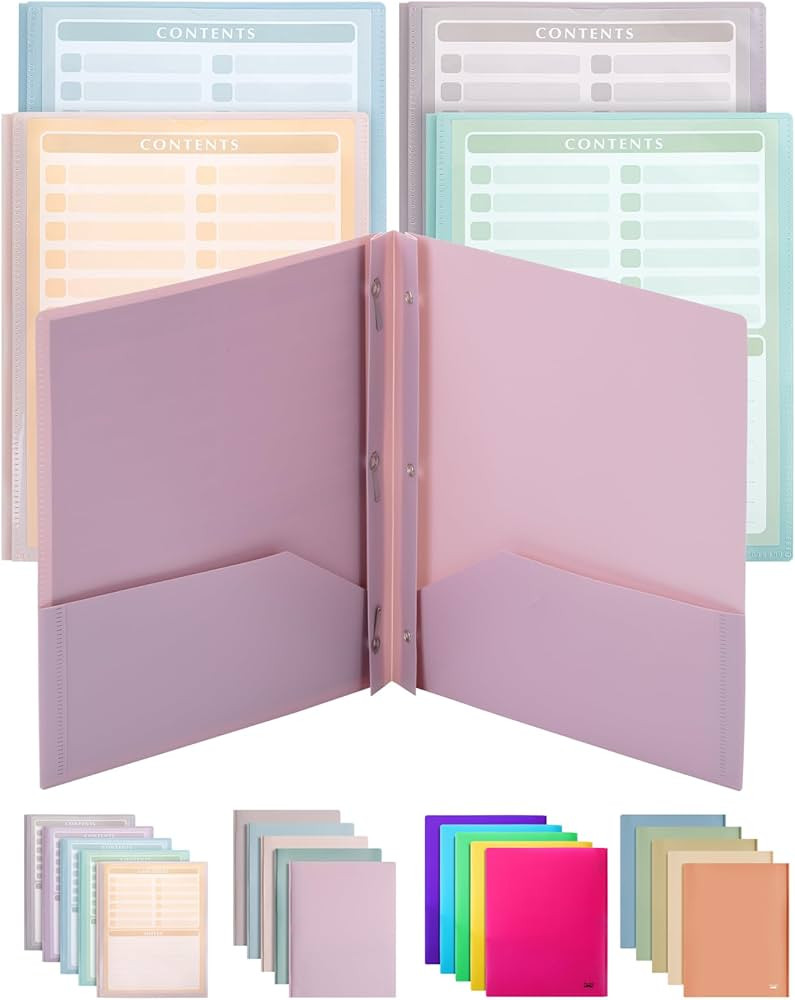 Mr. Pen- Plastic Folders with Clear Front Pocket, 5 pcs, Pastel Colors, File Folders with Fastene... | Amazon (US)