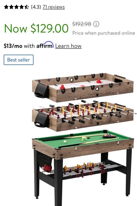 Sports combo table for kids from Walmart- kids holiday gift ideas for
Boys and girls of all ages.  This one has air hockey, fooseball and pool 

#LTKHolidaySale #LTKCyberWeek #LTKGiftGuide