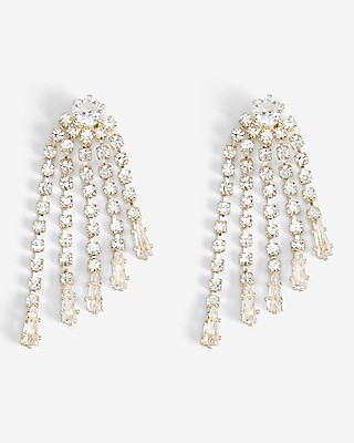 Rhinestone Fringe Drop Earrings | Express