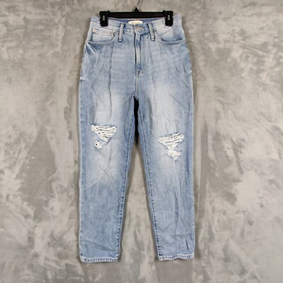 Madewell Jeans Women 28 Blue Mom Straight High Rise Denim Ripped Pants 28x26  | eBay | eBay US
