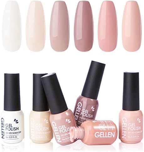 Gellen Gel Nail Polish Kit- Gentle Nudes Series Nude Neutrals 6 Colors, Warm Pastels Beige Pink S... | Amazon (US)