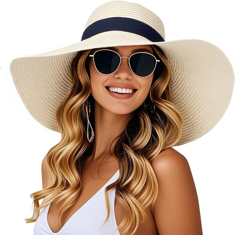 Barelove Sun Straw Hat Wide Brim Shape Hat with UPF 80+, Packable Foldable Floppy Summer Beach Ha... | Amazon (US)