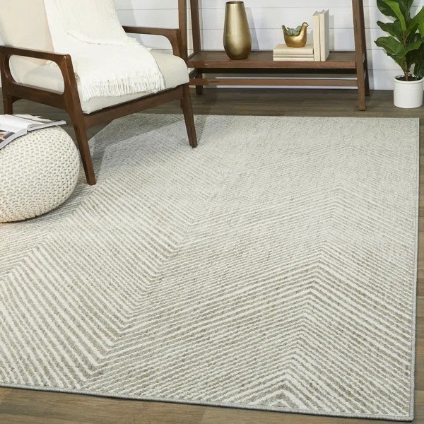 Pankratz Chevron Beige/White Area Rug | Wayfair North America