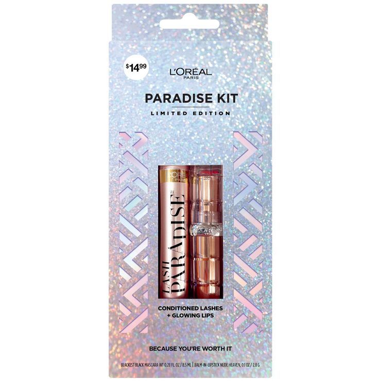 L'Oreal Paris Voluminous Lash Paradise Mascara & Glow Paradise Balm Lipstick Set - Black & Pink -... | Target
